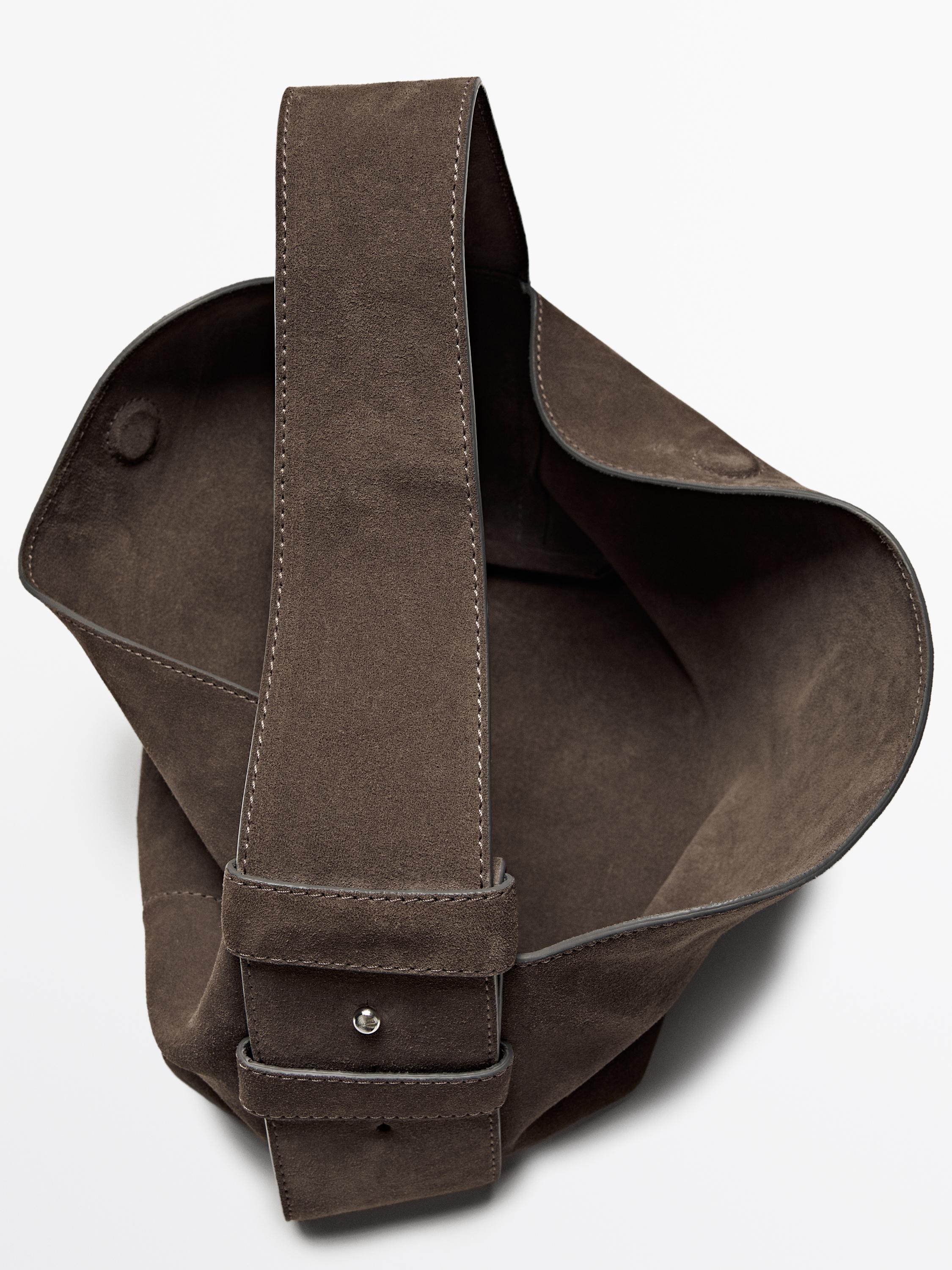 Split suede shoulder bag